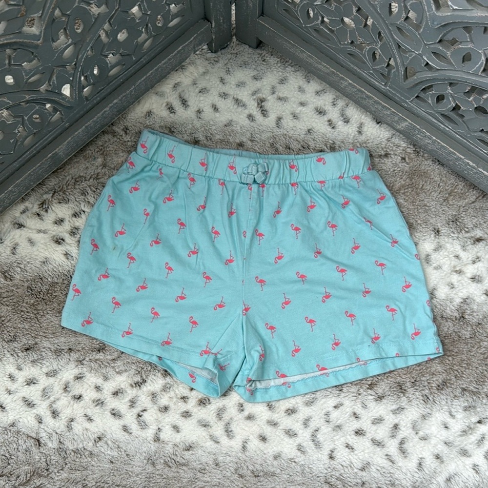 The Children’s Place blue shorts girls size 14 flamingo beach pool party summer
